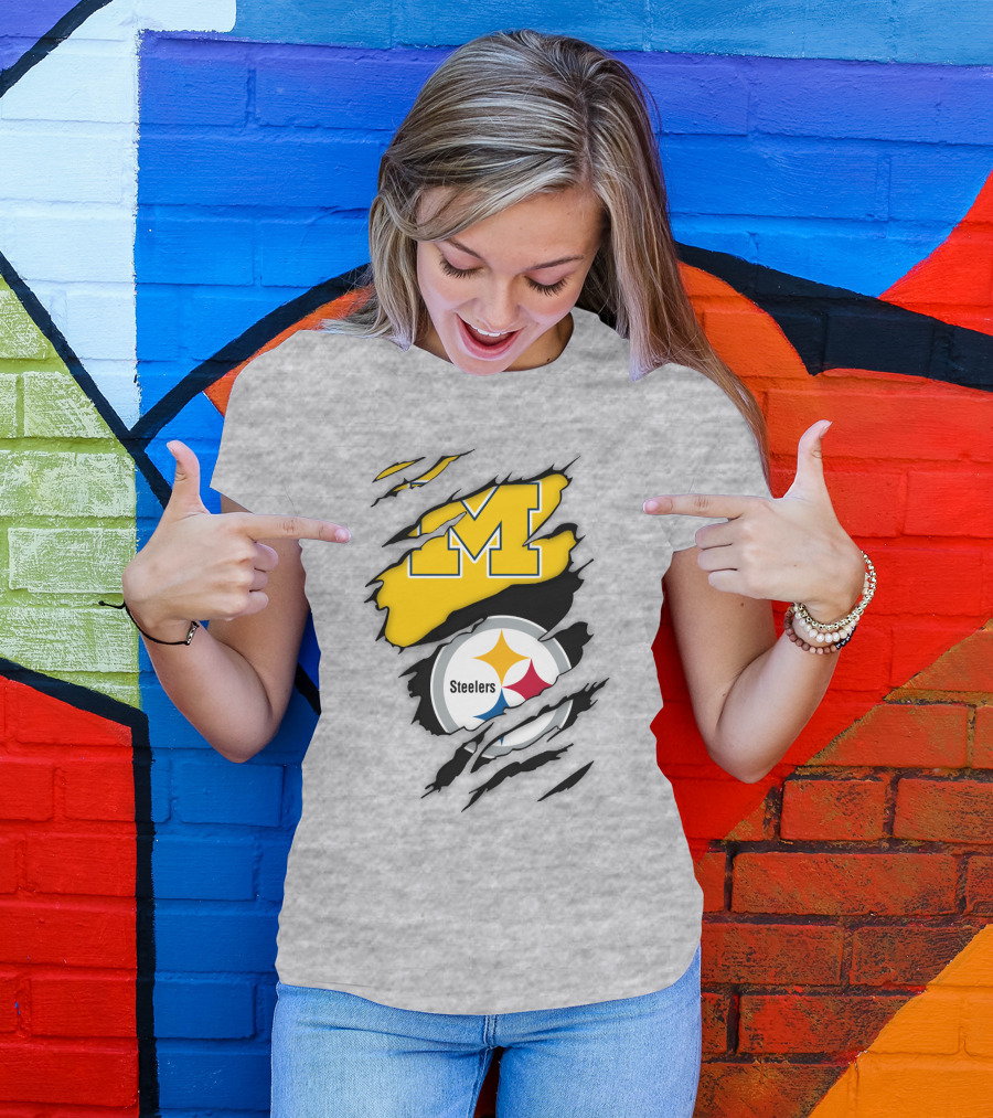Pittsburgh Steelers Michigan Wolverines Collaboration T-Shirt