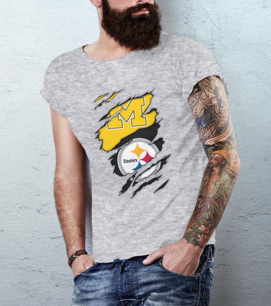 Pittsburgh Steelers Michigan Wolverines Collaboration T-Shirt