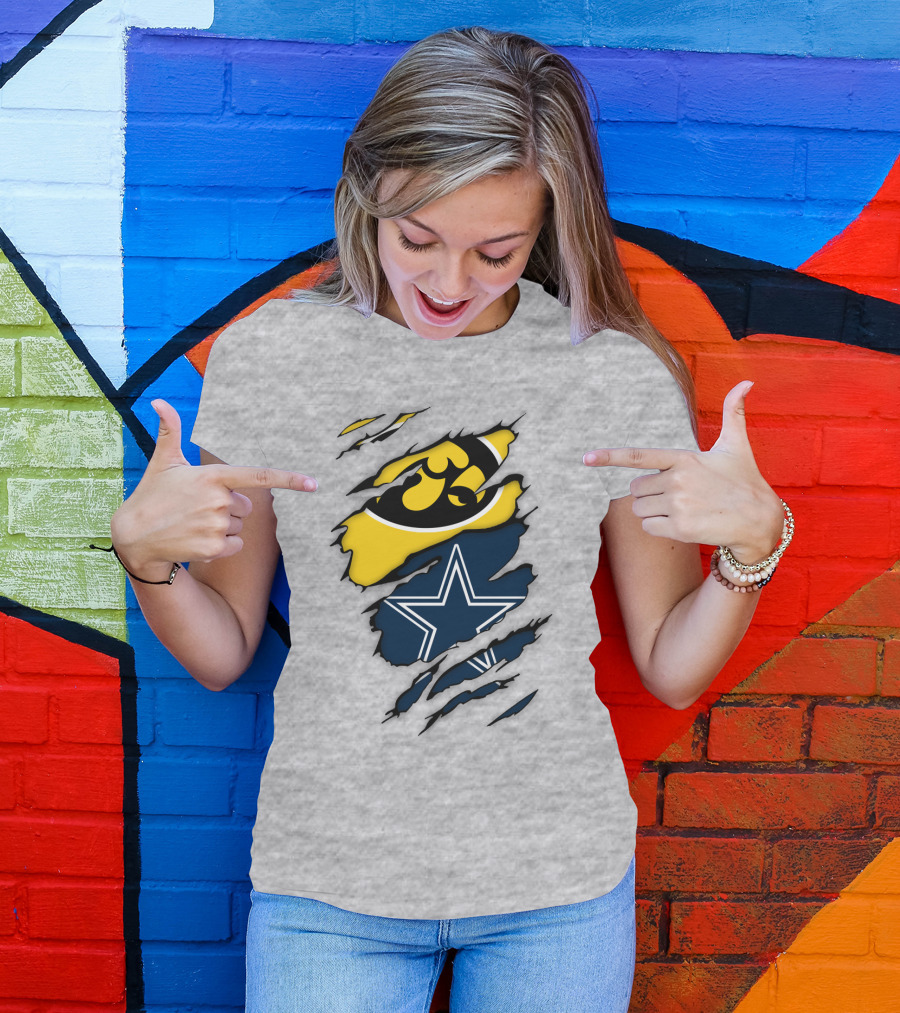 Dallas Cowboys Iowa Hawkeyes Fan Claw Marks T-Shirt
