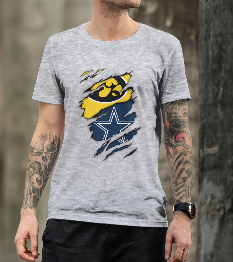 Dallas Cowboys Iowa Hawkeyes Fan Claw Marks T-Shirt