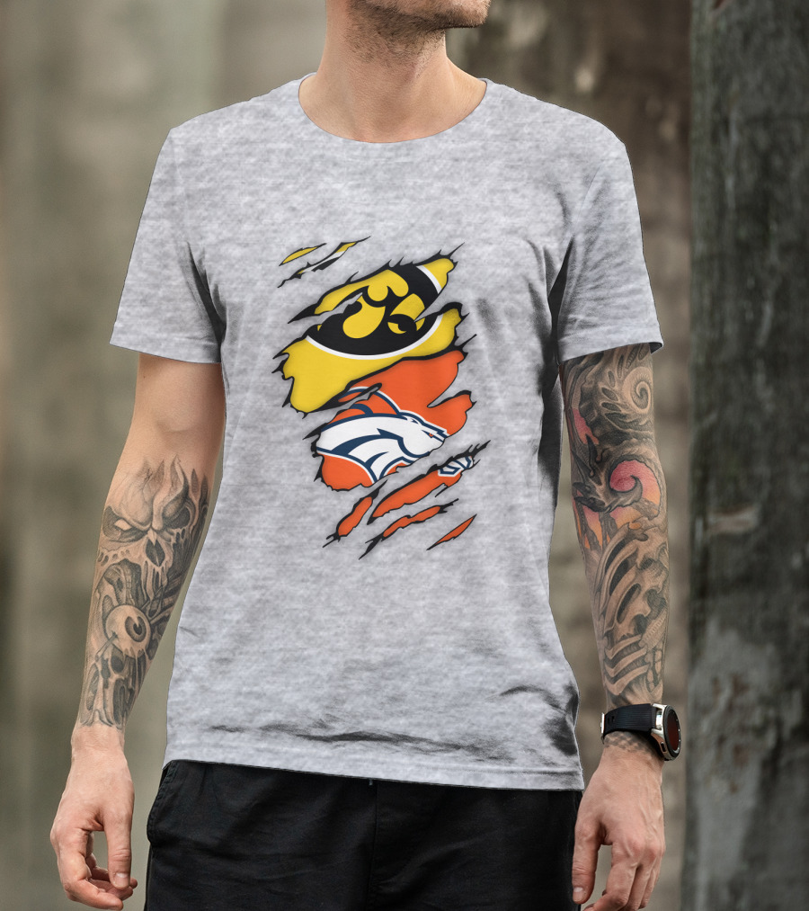 Iowa Hawkeyes Denver Broncos Fan Crossover T-Shirt