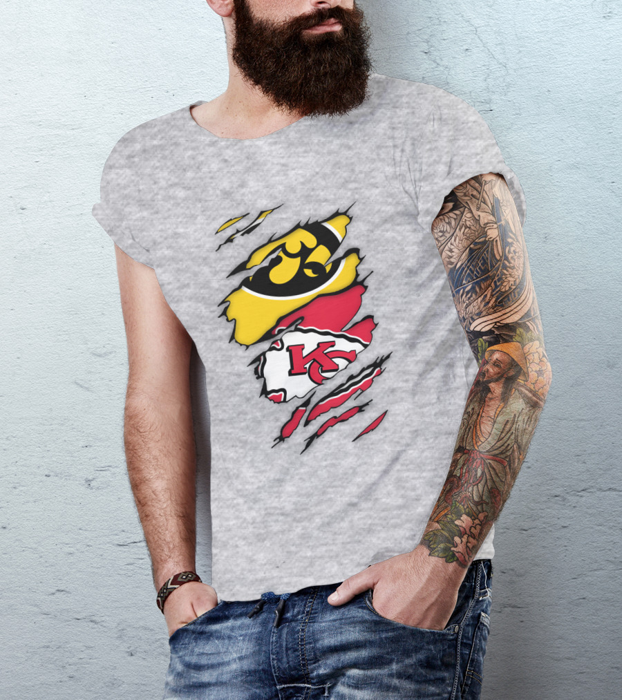 Iowa Hawkeyes Kansas City Chiefs Torn Claw Marks T-Shirt
