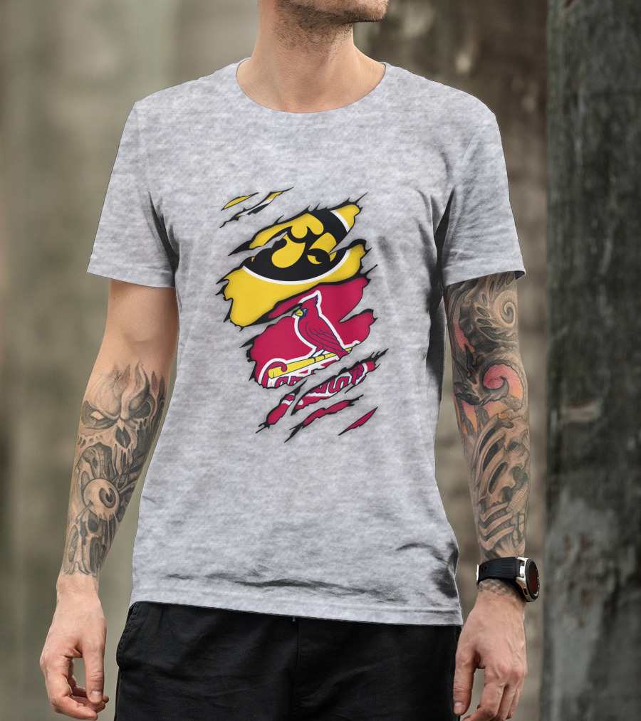 St Louis Cardinals Iowa Hawkeyes Ripped T-Shirt