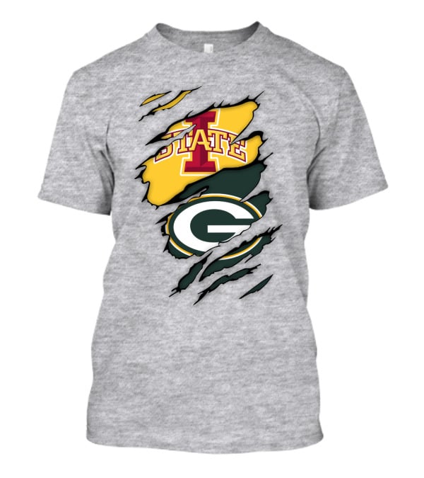 Green Bay Packers Iowa State Cyclones Torn Ripped Claw Marks T-Shirt