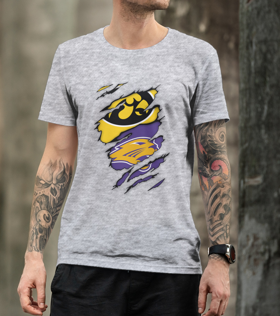 Northern Iowa Panthers Iowa Hawkeyes Dual Logo Fusion T-Shirt