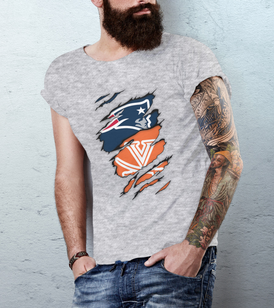 New England Patriots Virginia Cavaliers Dual Logo Fan T-Shirt