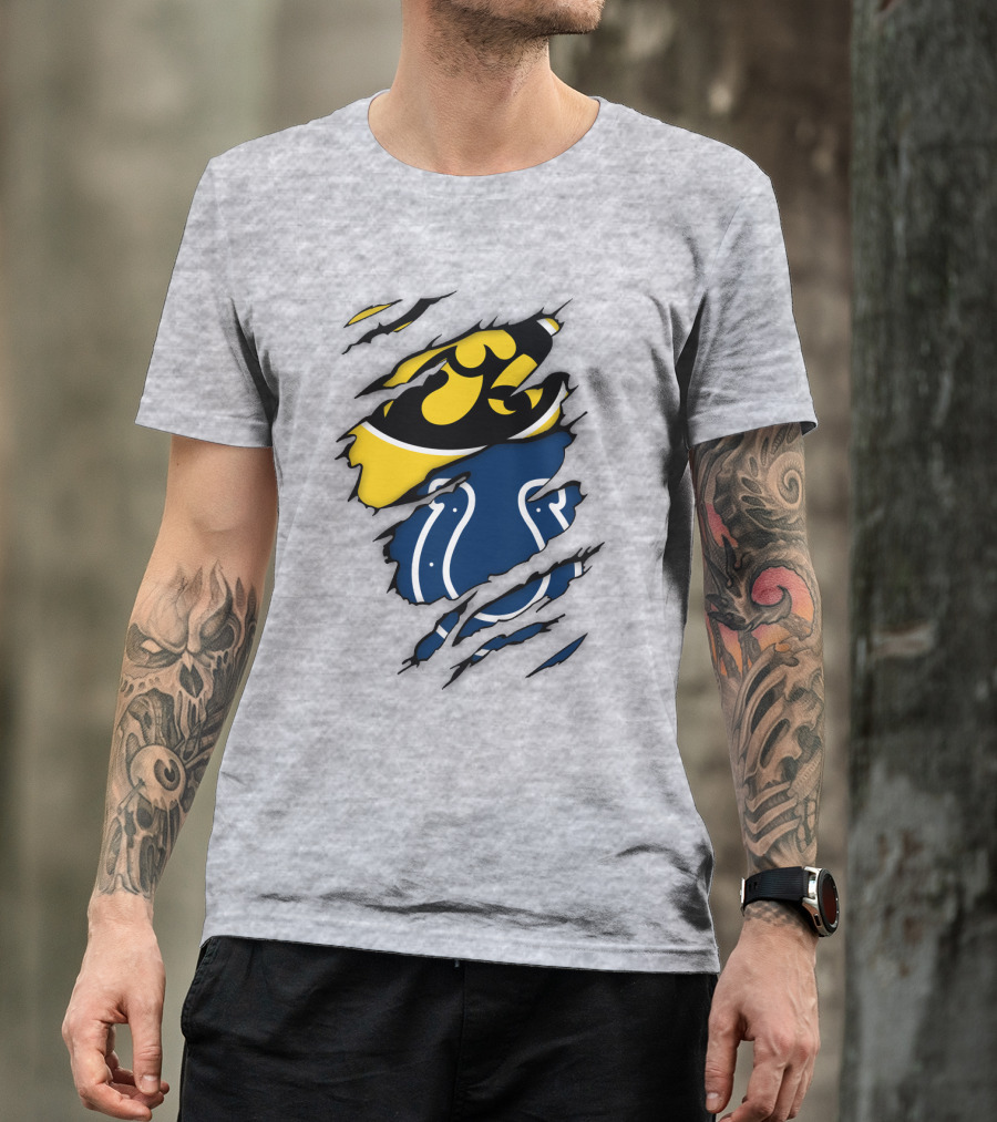 Indianapolis Colts Iowa Hawkeyes Logo Mashup T-Shirt