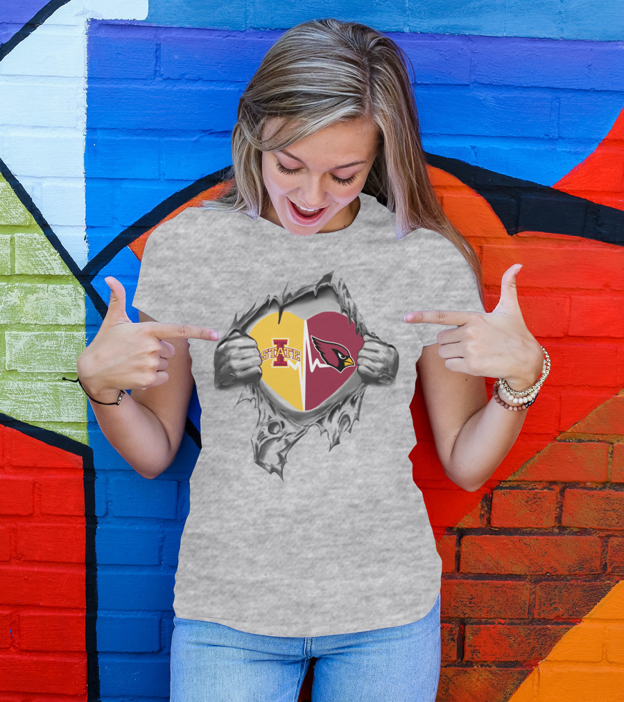 Iowa State Cyclones Arizona Cardinals Heart Fusion T-Shirt