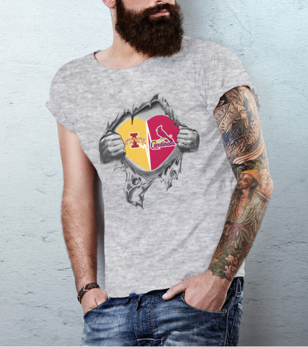 Iowa State Cyclones St Louis Cardinals Heart Hands T-Shirt