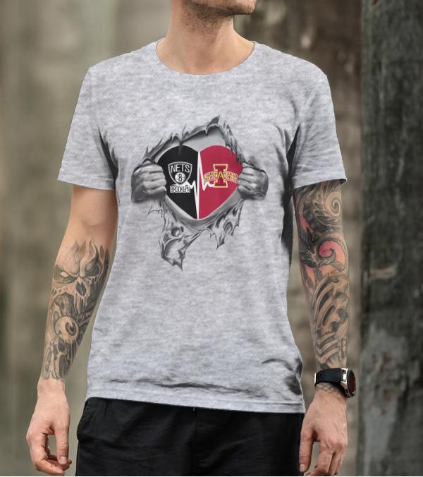 Nets Brooklyn Iowa State Cyclones Torn Heart T-Shirt