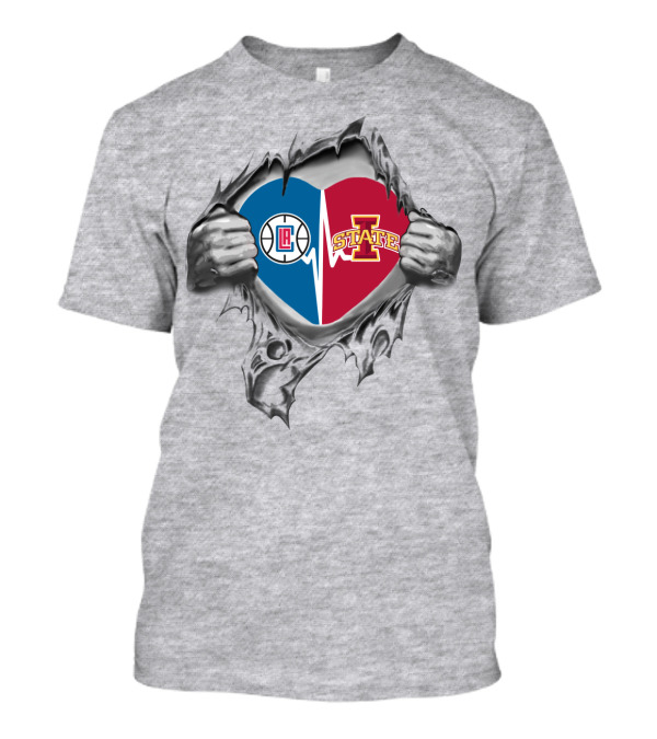 Iowa State LA Clippers Heart Ripped T-Shirt