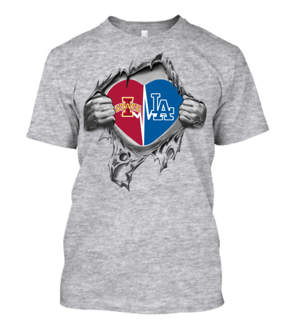 Iowa State LA Dodgers Heart Torn T-Shirt