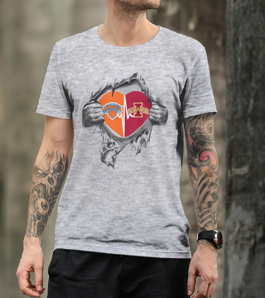 Iowa State Cyclones New York Knicks Heart Tear T-Shirt