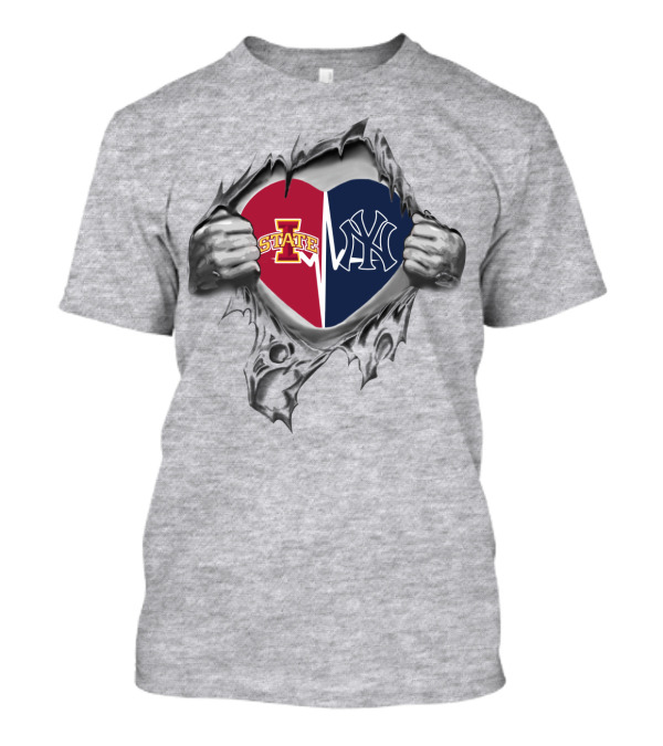 Iowa State Cyclones New York Yankees Heart Split T-Shirt