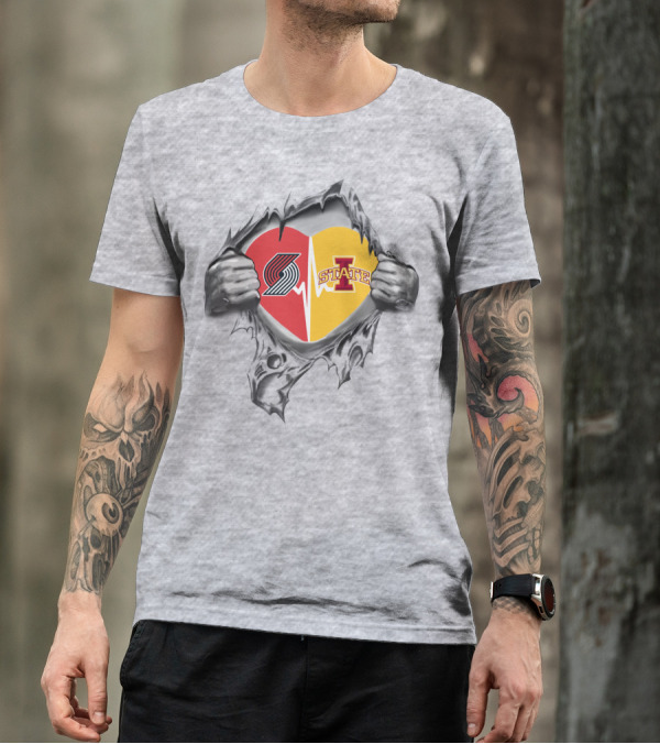 Iowa State Cyclones Portland Trail Blazers Split Heart T-Shirt
