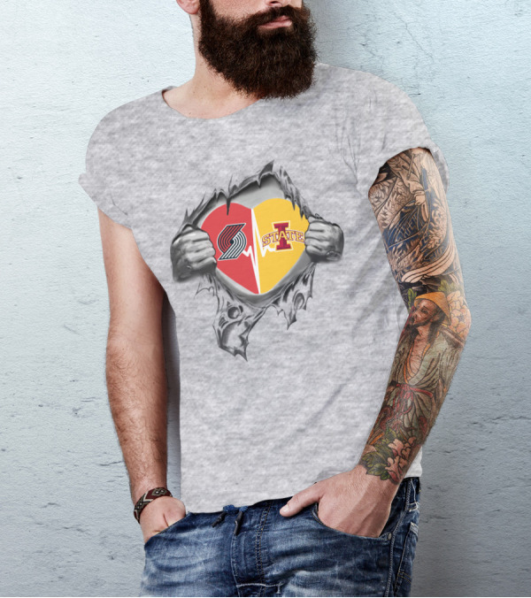 Iowa State Cyclones Portland Trail Blazers Split Heart T-Shirt