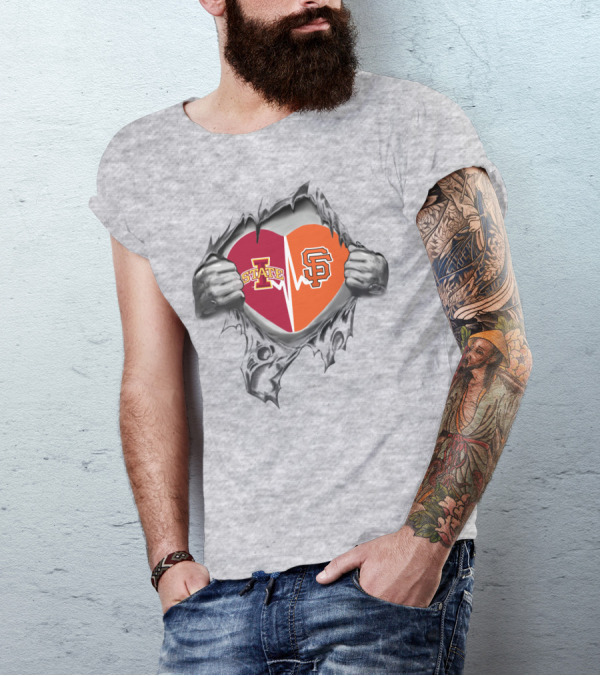 Iowa State Cyclones San Francisco Giants Split Heart T-Shirt