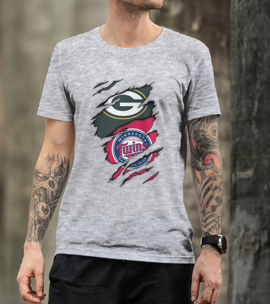Minnesota Twins Baseball Club Green Bay Packers T-Shirt