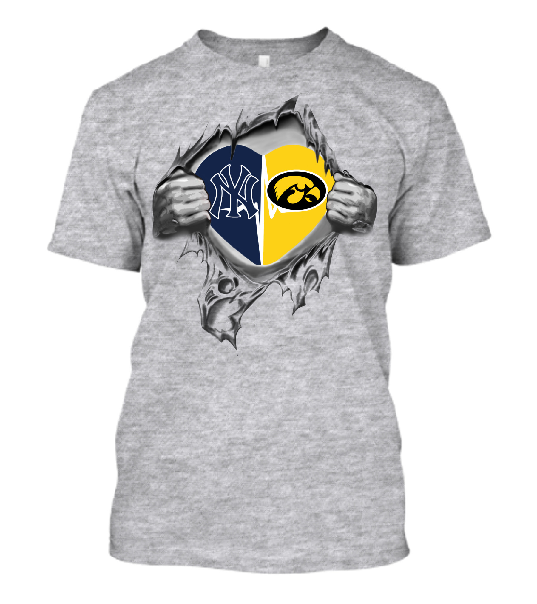 New York Yankees Iowa Hawkeyes Heart T-Shirt