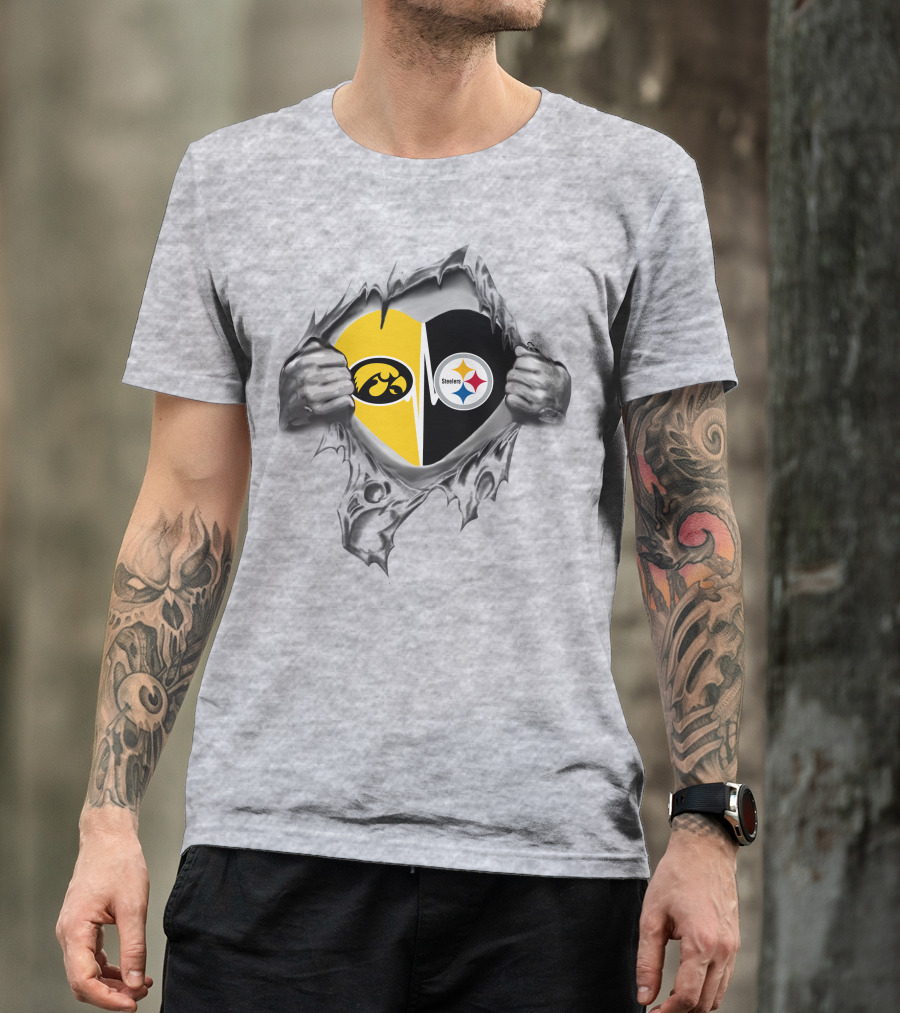 Pittsburgh Steelers Iowa Hawkeyes Heart T-Shirt