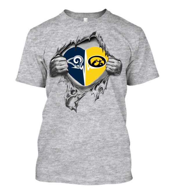 Los Angeles Rams Iowa Hawkeyes Heart T-Shirt
