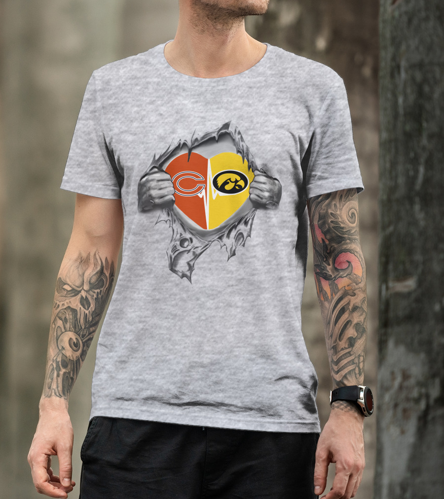 Chicago Bears Iowa Hawkeyes Heart T-Shirt