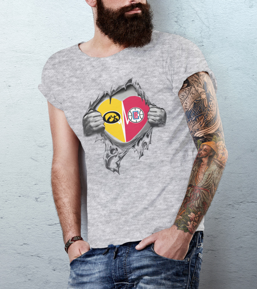 '73 Front LA Clippers Hawkeyes Heartbeat T-Shirt