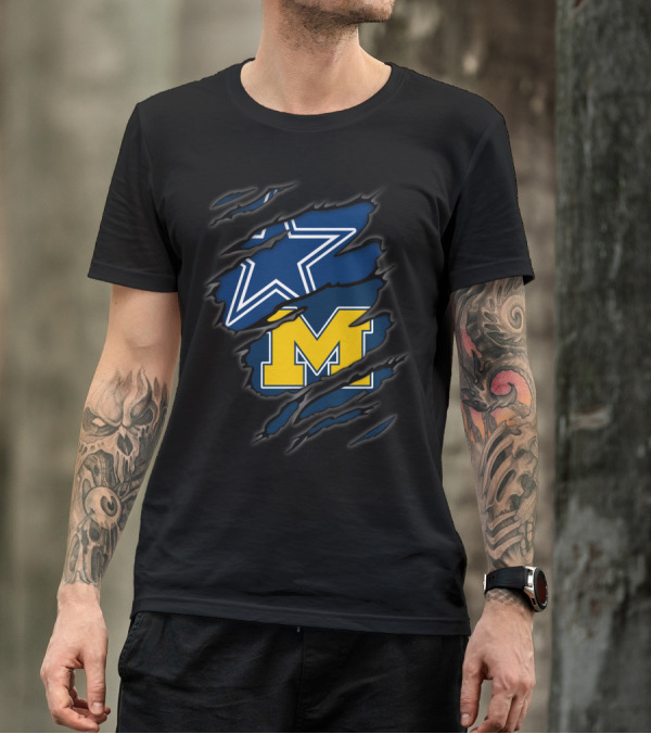Cowboys Star Meets Michigan Wolverines Block M T-Shirt
