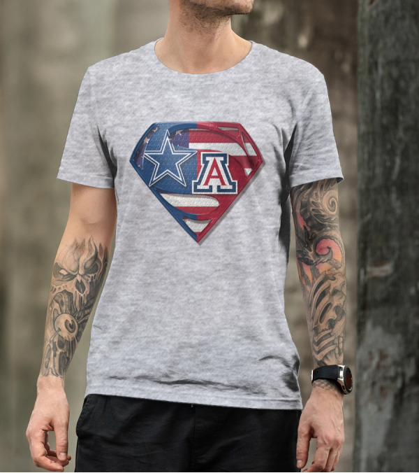 Dallas Cowboys Arizona Wildcats Superman Logo American Flag T-Shirt