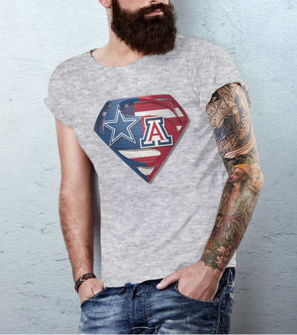 Dallas Cowboys Arizona Wildcats Superman Logo American Flag T-Shirt