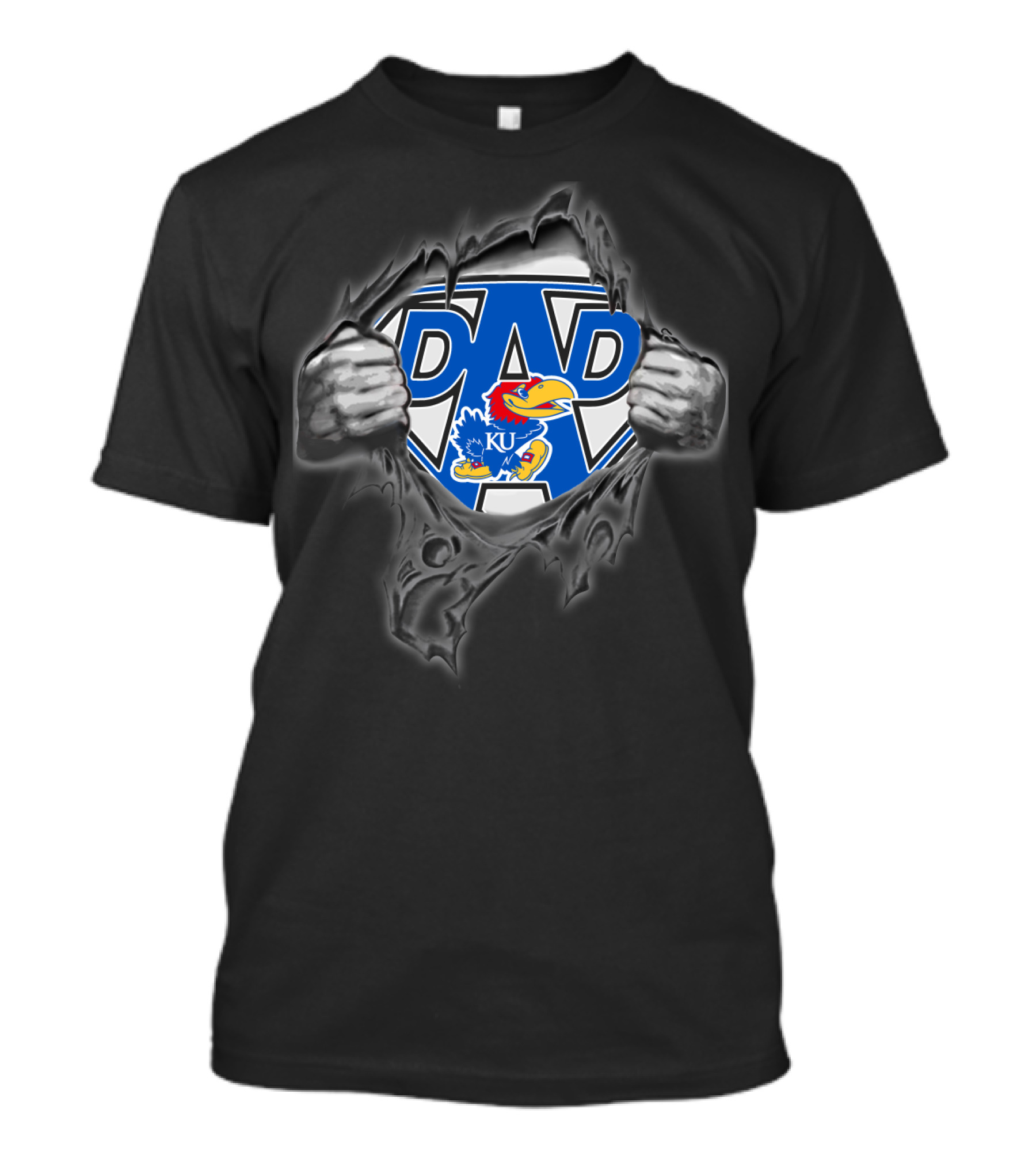 KU Jayhawks Super Dad Shield Logo Hero T-Shirt