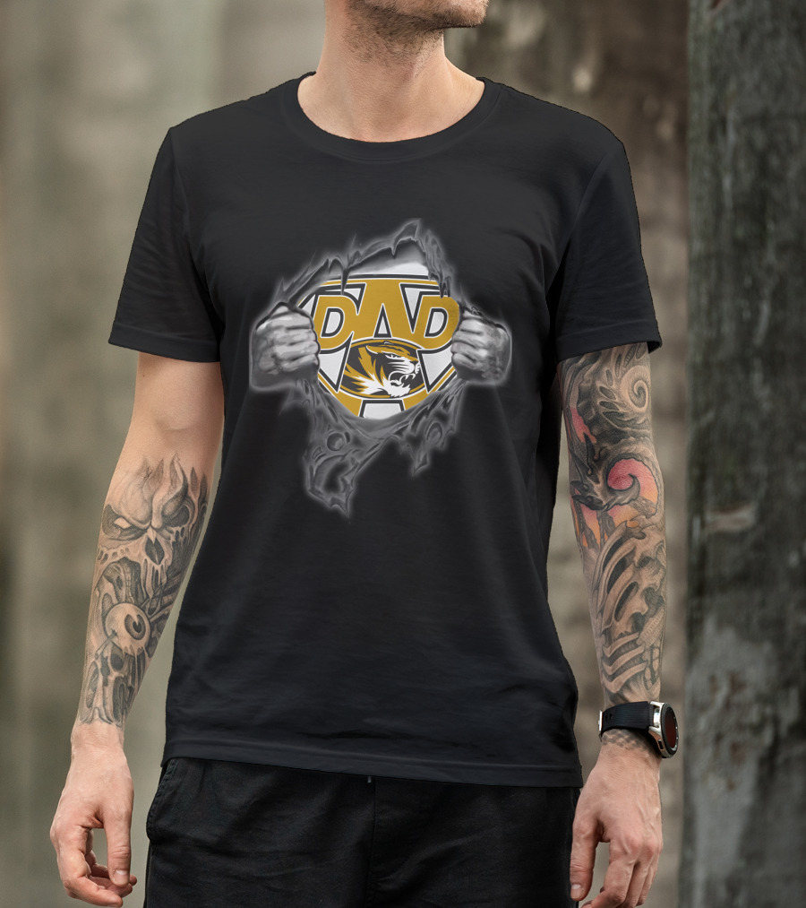 Missouri Tigers Dad Superhero Logo With Tiger Emblem T-Shirt
