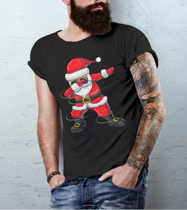 Christmas Dabbing Santa Boy Girl Santa Dab Pose T-Shirt