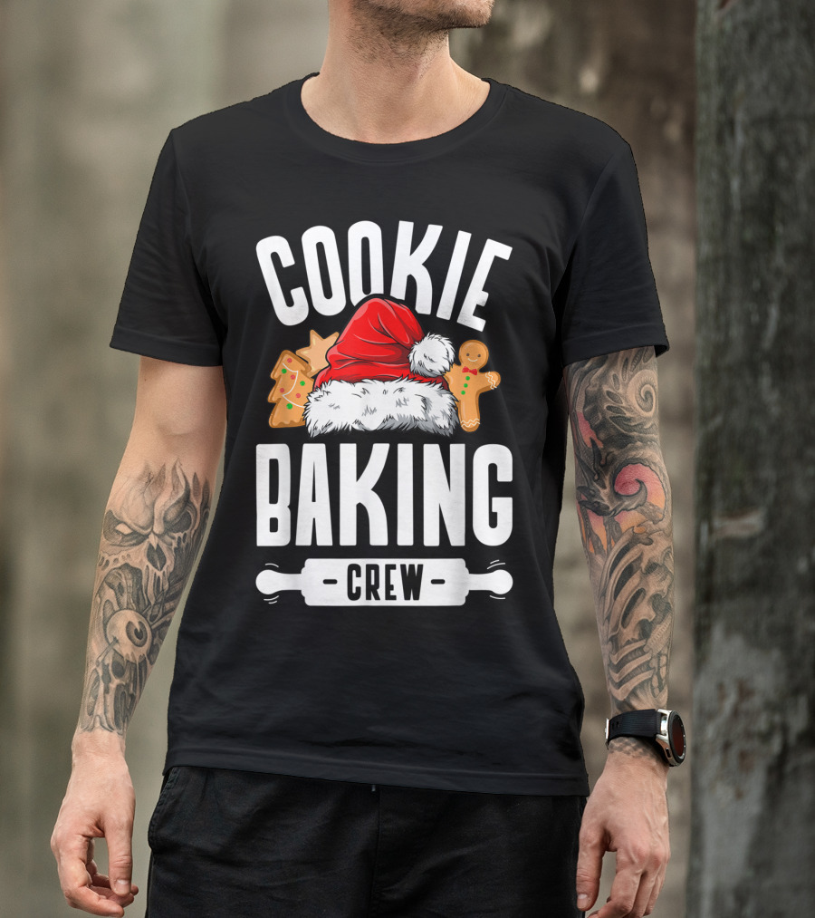 Cookie Baking Crew Christmas Santa Hat Gingerbread Family T-Shirt