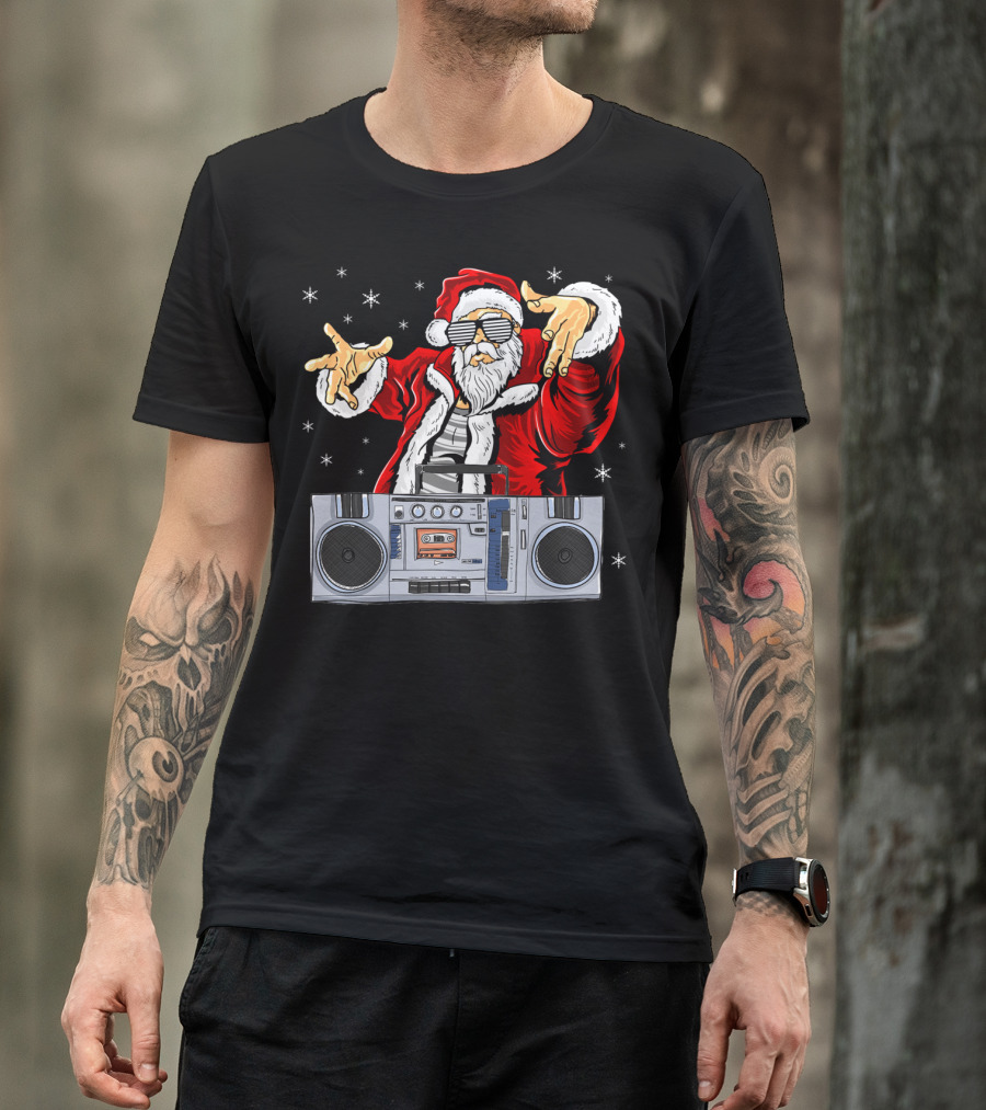 Santa Claus DJ Hip Hop Boombox T-Shirt