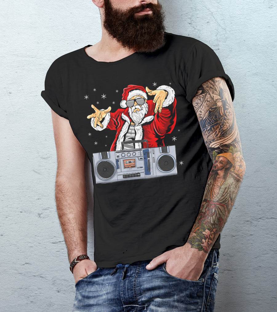 Santa Claus DJ Hip Hop Boombox T-Shirt