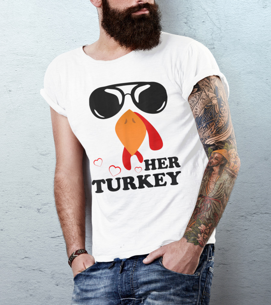 Her Turkey Funny Men's Matching Thanksgiving T-Shirt