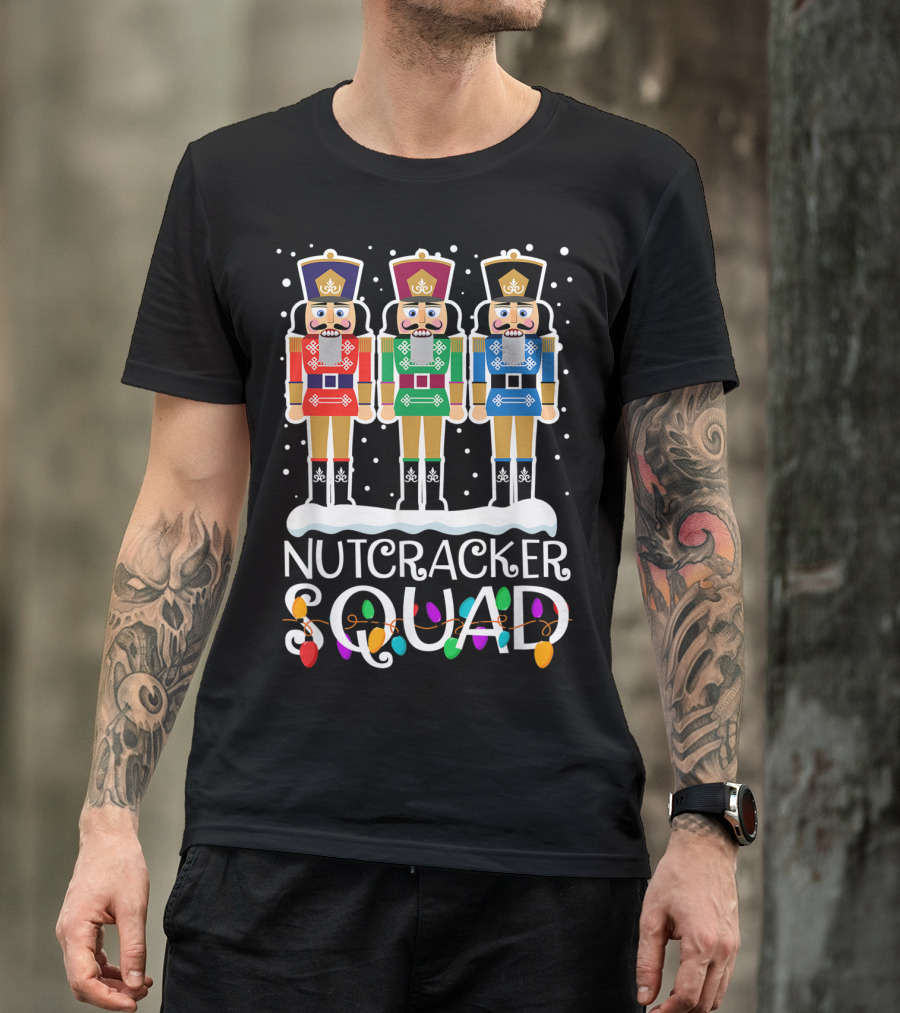Nutcracker Squad Holiday Ballet Dance Christmas Lights T-Shirt