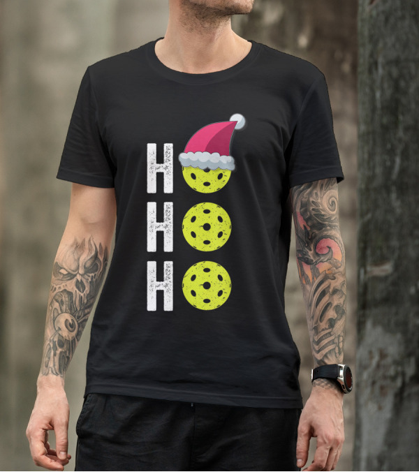 Ho Ho Ho Pickleball Christmas Funny Santa Hat Holiday T-Shirt
