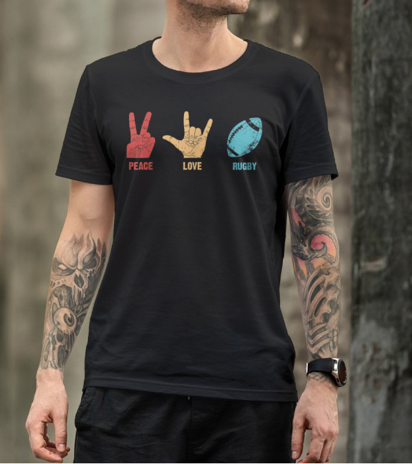 Peace Love Rugby Vintage Sport Lover Player T-Shirt