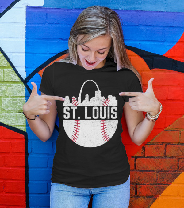 St Louis Baseball Skyline Arch T-Shirt