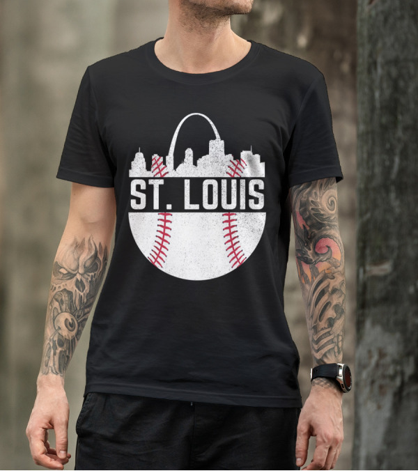 St Louis Baseball Skyline Arch T-Shirt