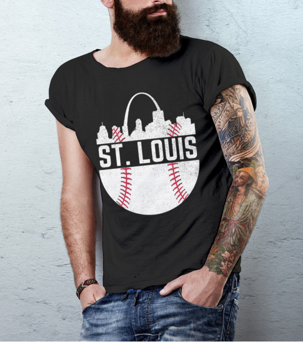 St Louis Baseball Skyline Arch T-Shirt