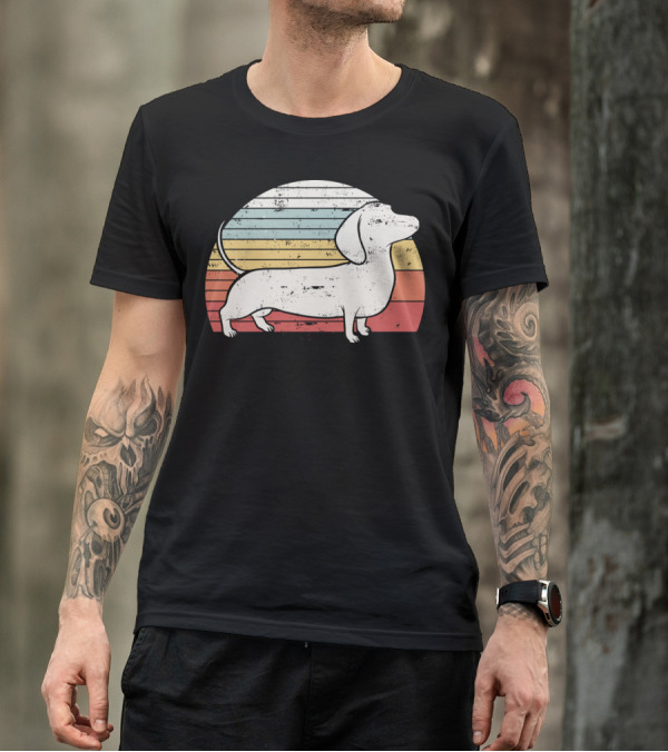 Cool Retro Dachshund Weiner Dog Fans T-Shirt