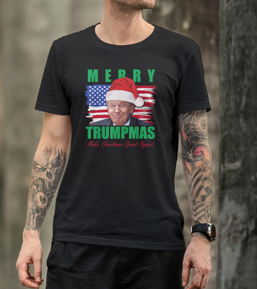 Merry Trumpmas Make Christmas Great Again USA Flag T-Shirt