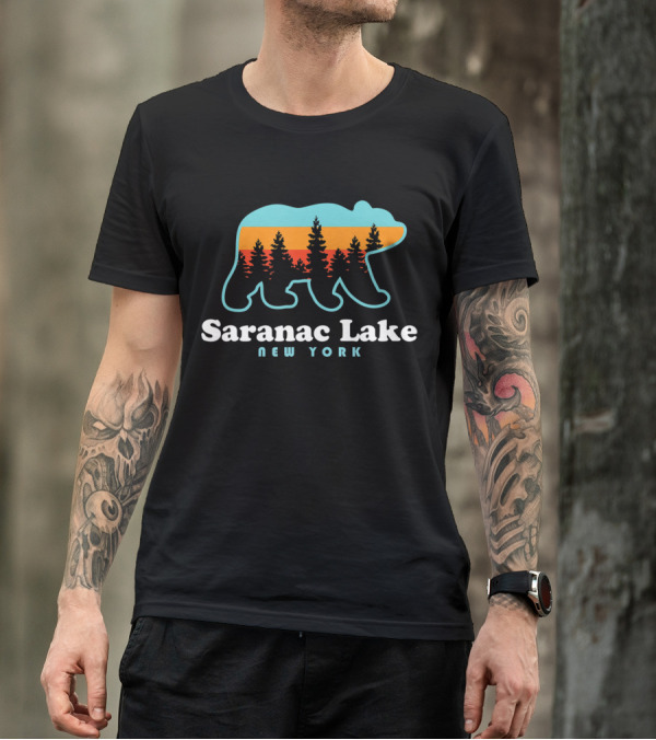 Saranac Lake New York Adirondacks Bear Forest Sunset T-Shirt
