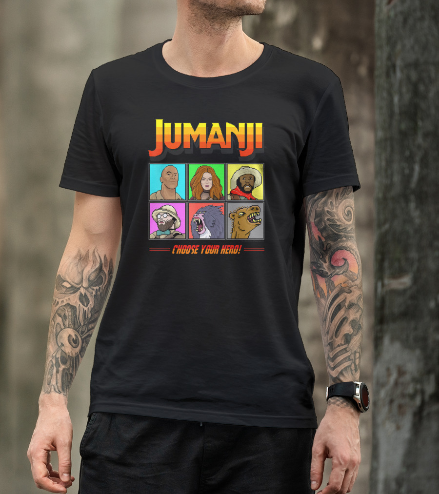 Jumanji The Next Level Choose Your Hero Pixel Characters Selection T-Shirt