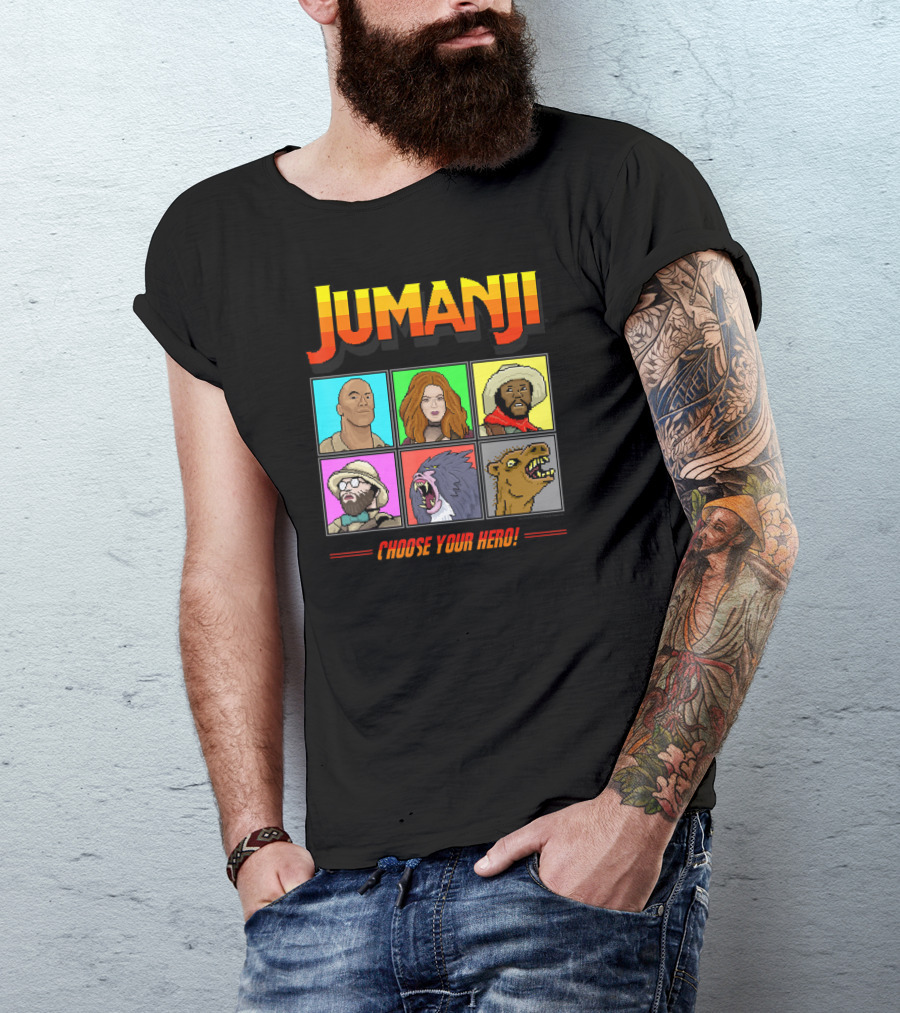 Jumanji The Next Level Choose Your Hero Pixel Characters Selection T-Shirt