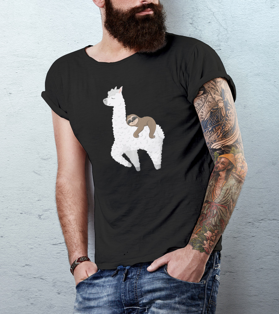 Sloth Best Friends Riding Llama Alpaca T-Shirt