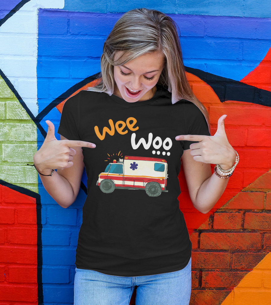 Wee Woo EMT Paramedic Ambulance Cartoon Emergency Vehicle T-Shirt